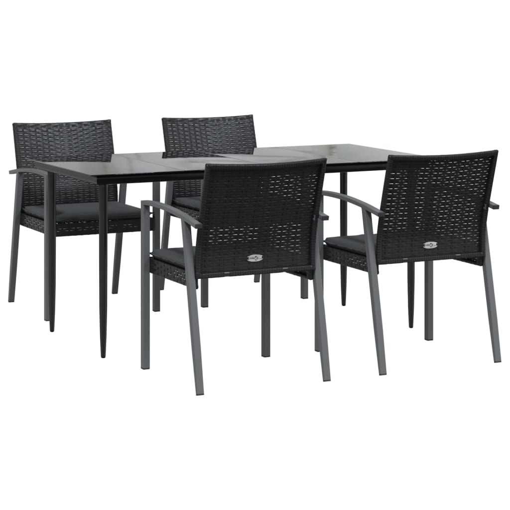 Set Pranzo da Giardino 5pz con Cuscini in Polyrattan e Acciaio - homemem39