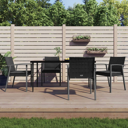 Set Pranzo da Giardino 5pz con Cuscini in Polyrattan e Acciaio - homemem39