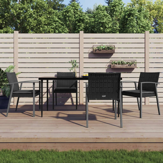 Set Pranzo da Giardino 5pz con Cuscini in Polyrattan e Acciaio - homemem39