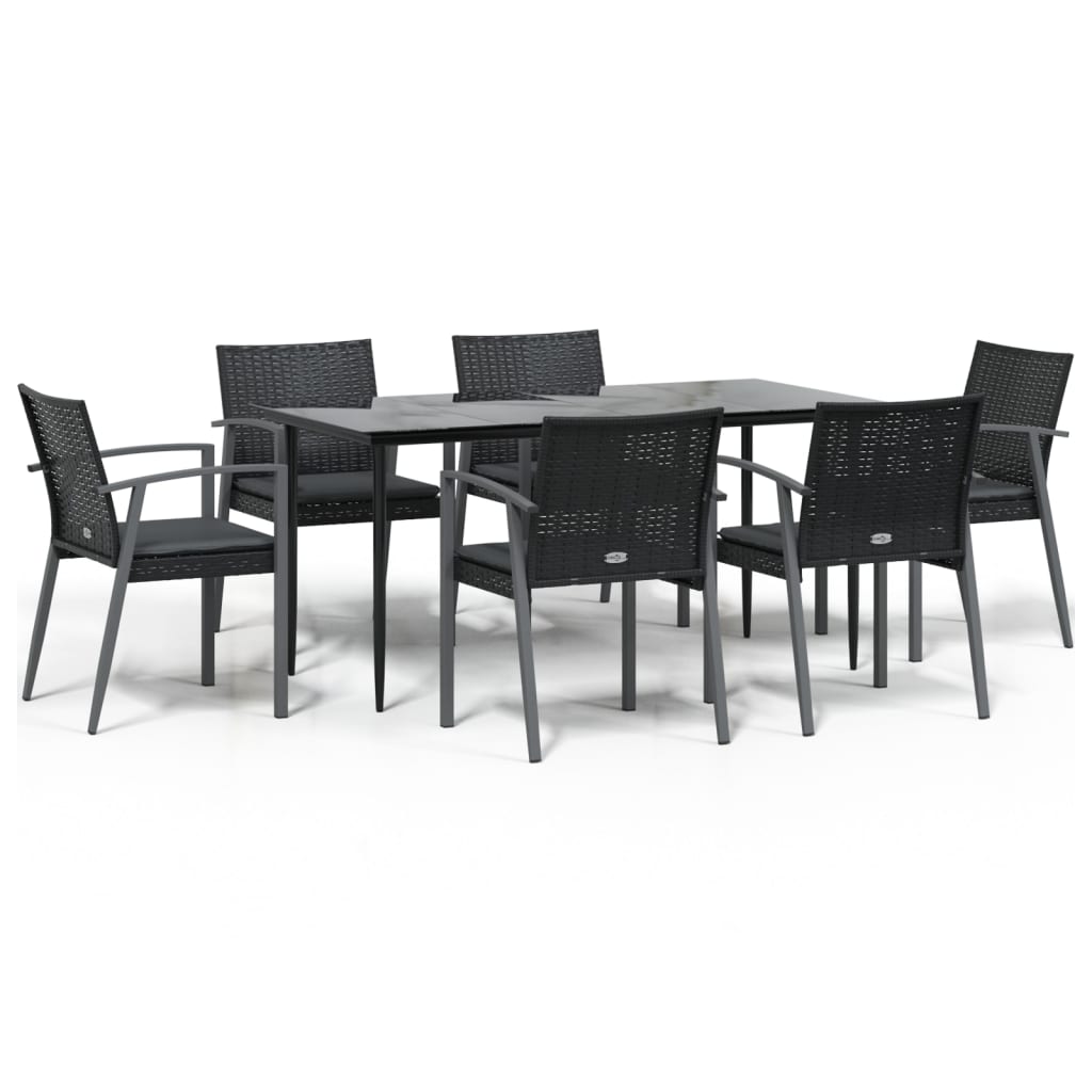 Set Pranzo da Giardino 7 pz con Cuscini in Polyrattan e Acciaio - homemem39