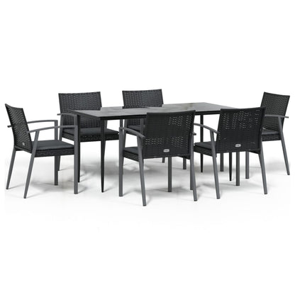 Set Pranzo da Giardino 7 pz con Cuscini in Polyrattan e Acciaio - homemem39