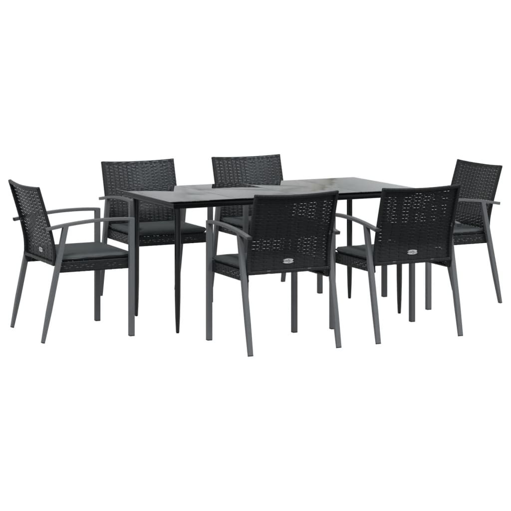 Set Pranzo da Giardino 7 pz con Cuscini in Polyrattan e Acciaio - homemem39
