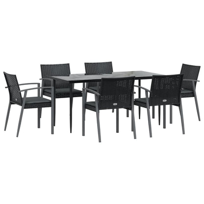 Set Pranzo da Giardino 7 pz con Cuscini in Polyrattan e Acciaio - homemem39
