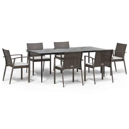 Set Pranzo da Giardino 7 pz con Cuscini in Polyrattan e Acciaio - homemem39