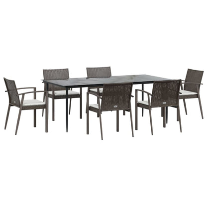 Set Pranzo da Giardino 7 pz con Cuscini in Polyrattan e Acciaio - homemem39