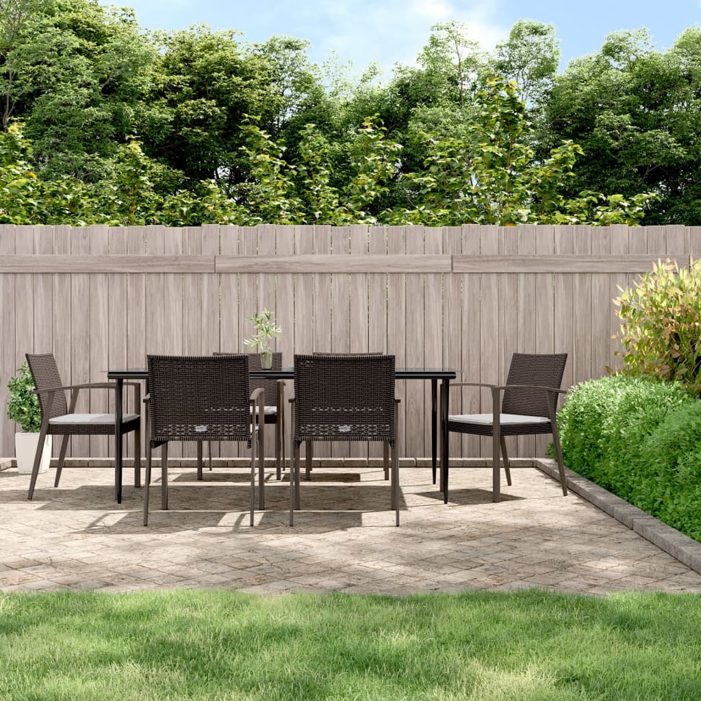 Set Pranzo da Giardino 7 pz con Cuscini in Polyrattan e Acciaio - homemem39