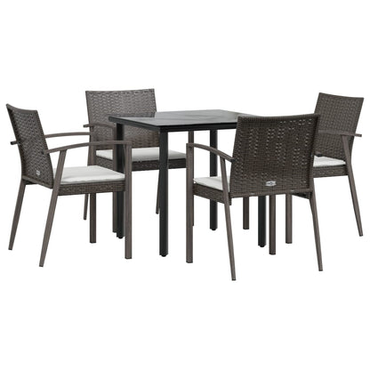 Set Pranzo da Giardino 5pz con Cuscini in Polyrattan e Acciaio - homemem39