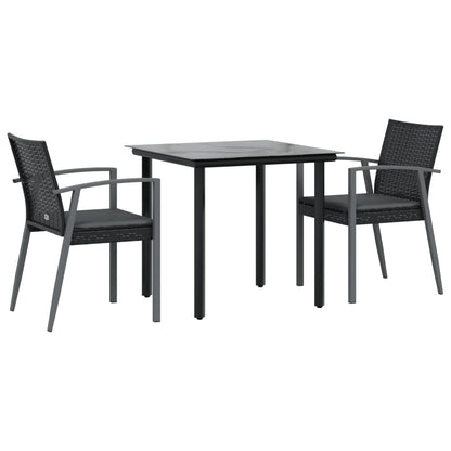Set Pranzo da Giardino 3pz con Cuscini in Polyrattan e Acciaio - homemem39
