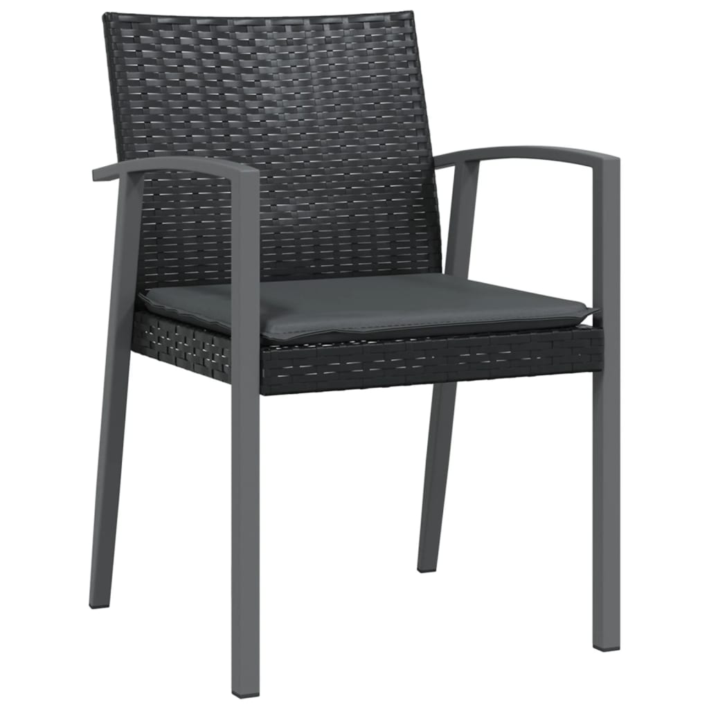 Set Pranzo da Giardino 3pz con Cuscini in Polyrattan e Acciaio - homemem39
