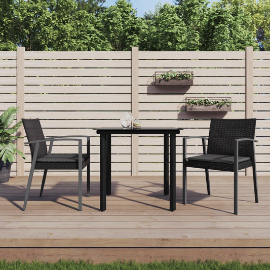 Set Pranzo da Giardino 3pz con Cuscini in Polyrattan e Acciaio - homemem39