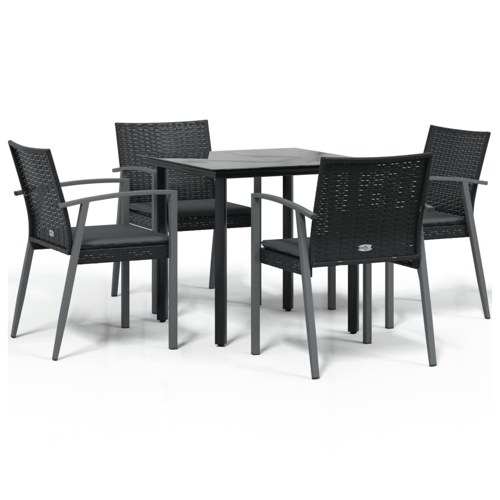 Set Pranzo da Giardino 5pz con Cuscini in Polyrattan e Acciaio - homemem39