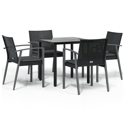 Set Pranzo da Giardino 5pz con Cuscini in Polyrattan e Acciaio - homemem39