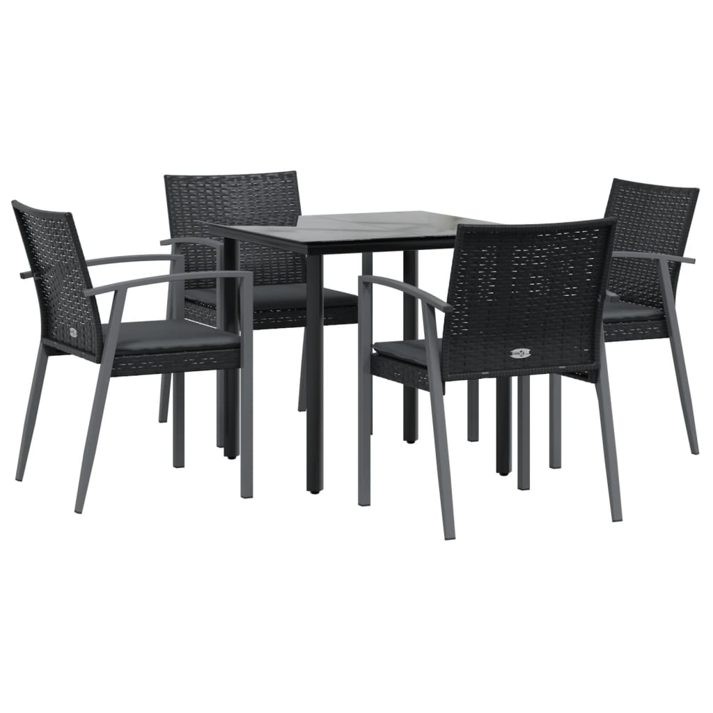 Set Pranzo da Giardino 5pz con Cuscini in Polyrattan e Acciaio - homemem39