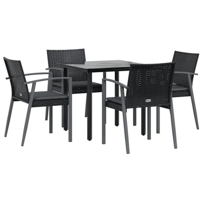 Set Pranzo da Giardino 5pz con Cuscini in Polyrattan e Acciaio - homemem39