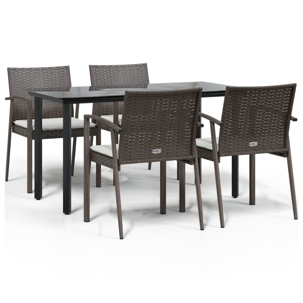 Set Pranzo da Giardino 5pz con Cuscini in Polyrattan e Acciaio - homemem39