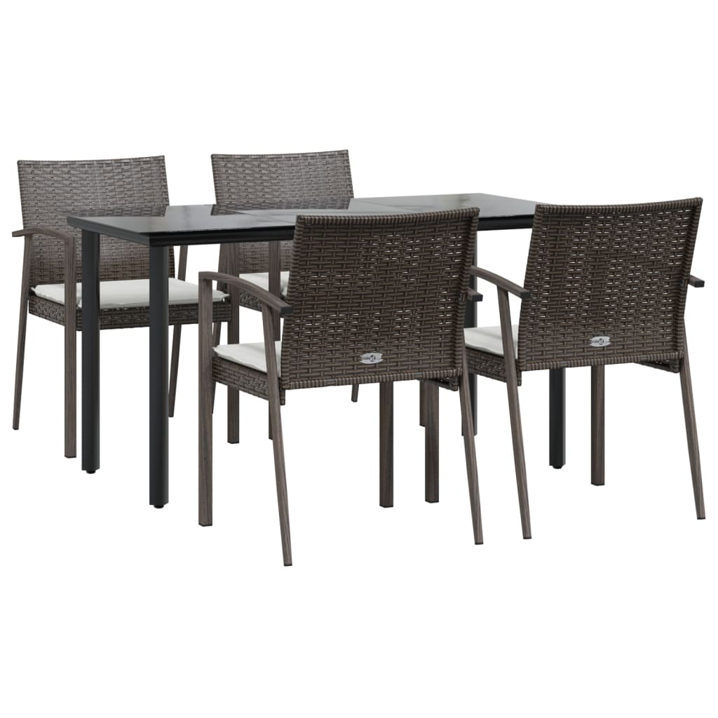 Set Pranzo da Giardino 5pz con Cuscini in Polyrattan e Acciaio - homemem39