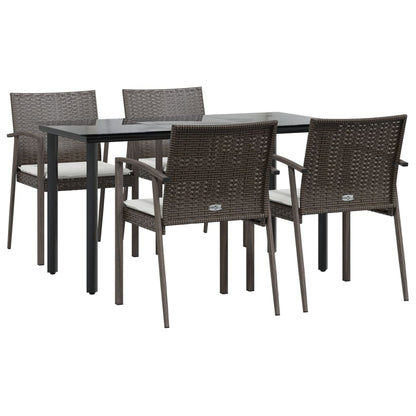 Set Pranzo da Giardino 5pz con Cuscini in Polyrattan e Acciaio - homemem39