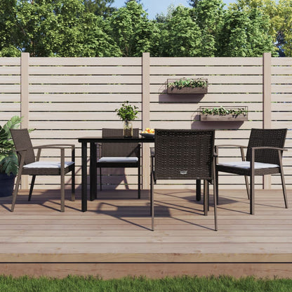 Set Pranzo da Giardino 5pz con Cuscini in Polyrattan e Acciaio - homemem39