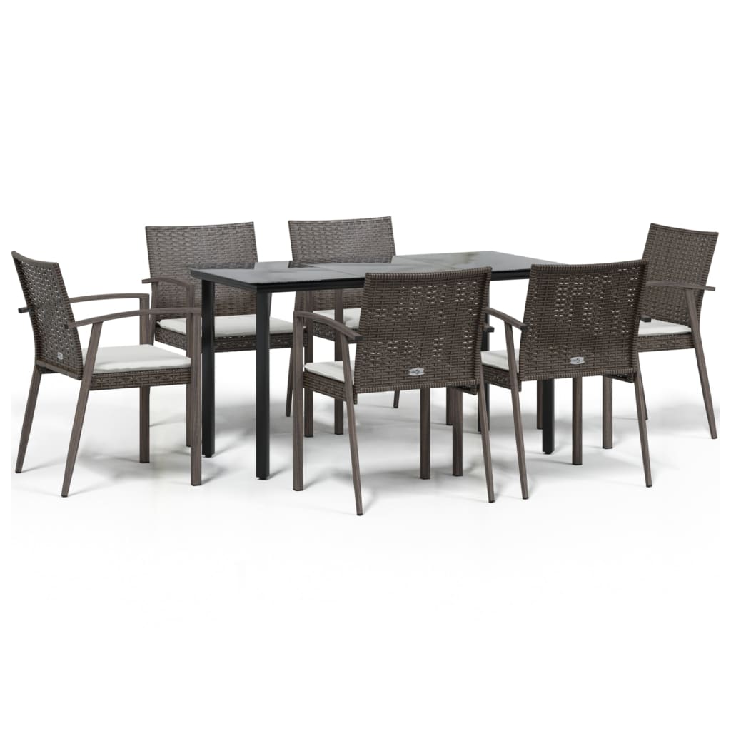 Set Pranzo da Giardino 7 pz con Cuscini in Polyrattan e Acciaio - homemem39