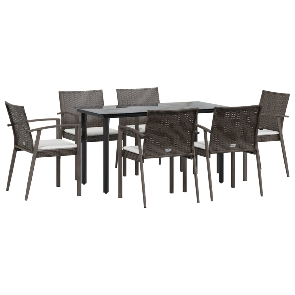 Set Pranzo da Giardino 7 pz con Cuscini in Polyrattan e Acciaio - homemem39