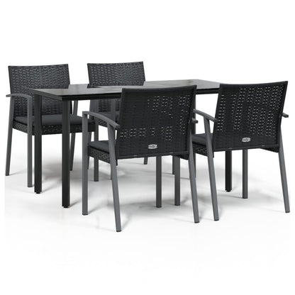 Set Pranzo da Giardino 5pz con Cuscini in Polyrattan e Acciaio - homemem39