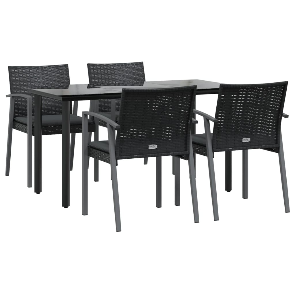Set Pranzo da Giardino 5pz con Cuscini in Polyrattan e Acciaio - homemem39