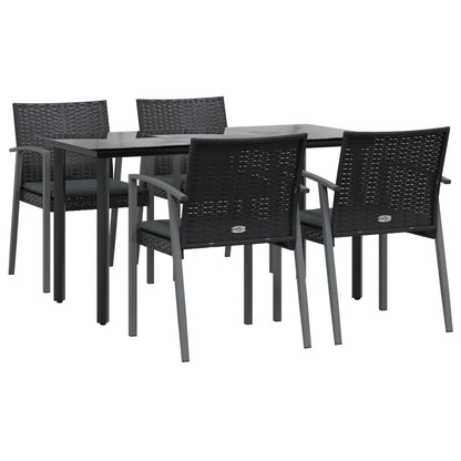 Set Pranzo da Giardino 5pz con Cuscini in Polyrattan e Acciaio - homemem39