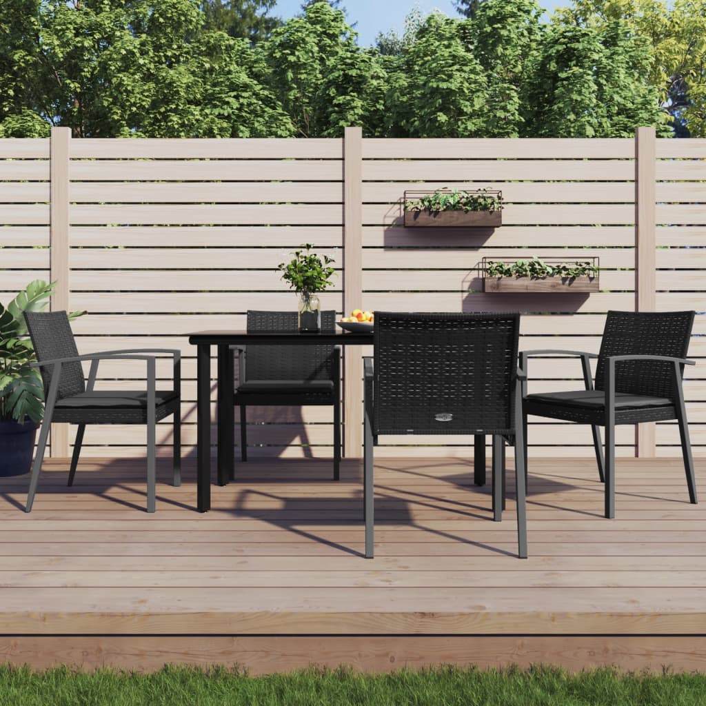 Set Pranzo da Giardino 5pz con Cuscini in Polyrattan e Acciaio - homemem39