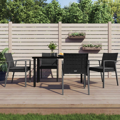 Set Pranzo da Giardino 5pz con Cuscini in Polyrattan e Acciaio - homemem39