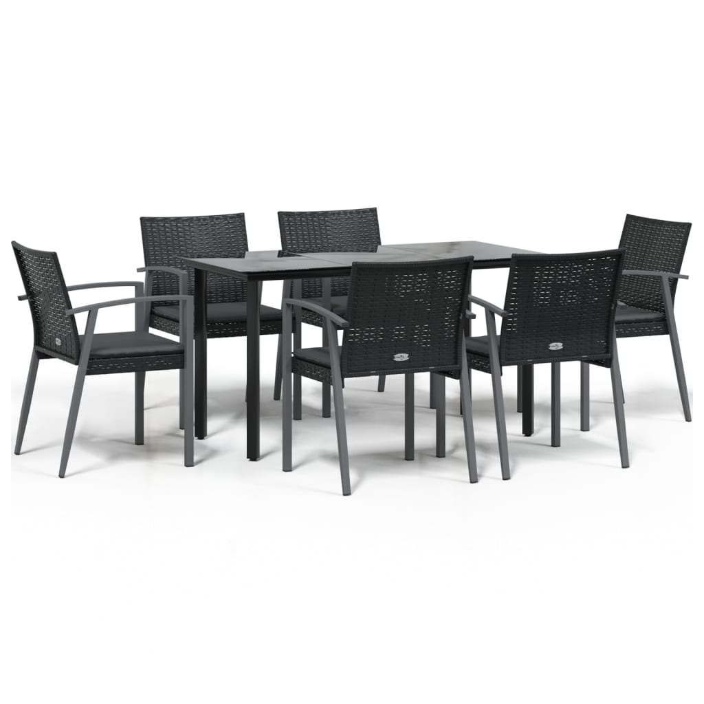 Set Pranzo da Giardino 7 pz con Cuscini in Polyrattan e Acciaio - homemem39