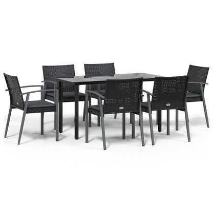 Set Pranzo da Giardino 7 pz con Cuscini in Polyrattan e Acciaio - homemem39