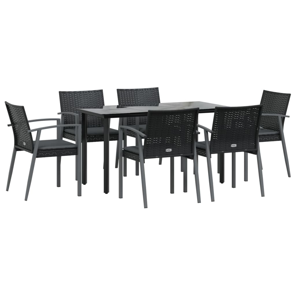 Set Pranzo da Giardino 7 pz con Cuscini in Polyrattan e Acciaio - homemem39