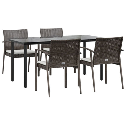 Set Pranzo da Giardino 5pz con Cuscini in Polyrattan e Acciaio - homemem39
