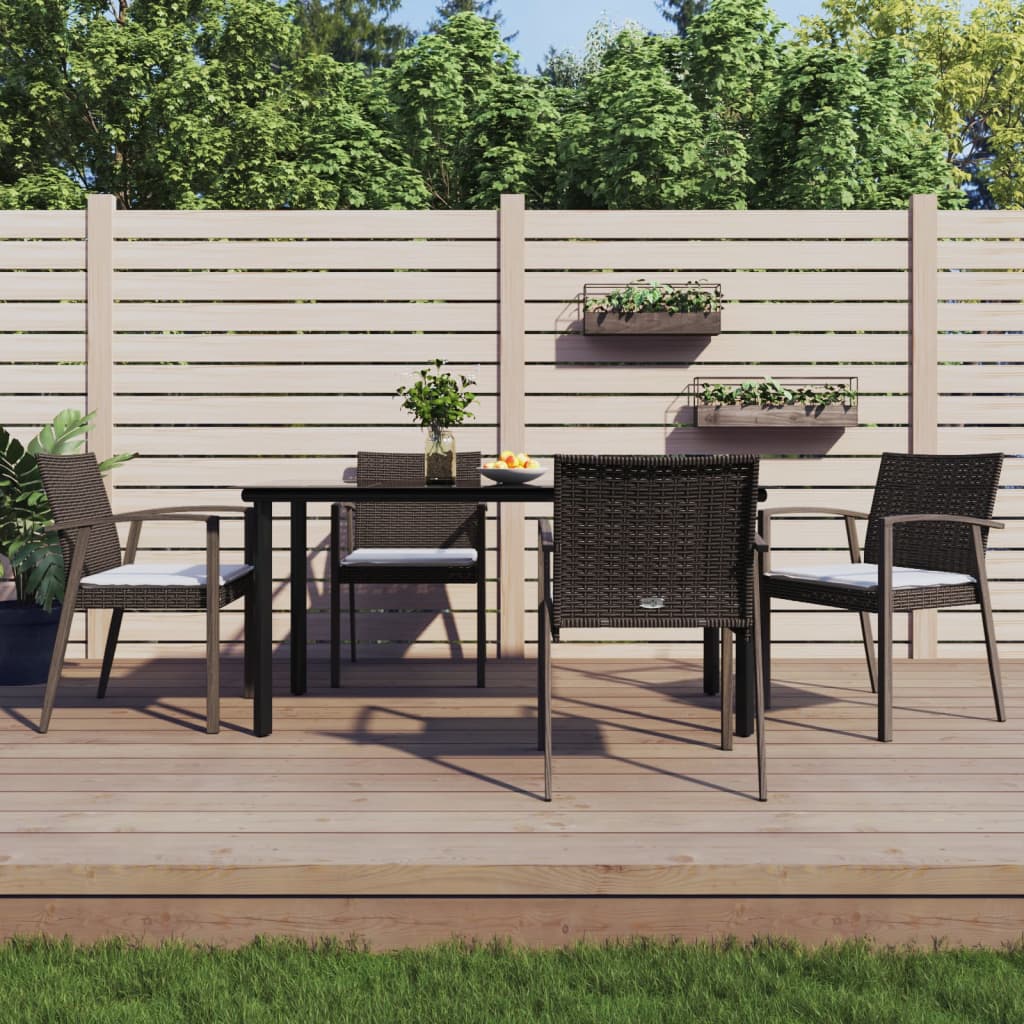 Set Pranzo da Giardino 5pz con Cuscini in Polyrattan e Acciaio - homemem39