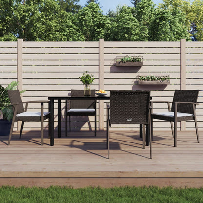 Set Pranzo da Giardino 5pz con Cuscini in Polyrattan e Acciaio - homemem39