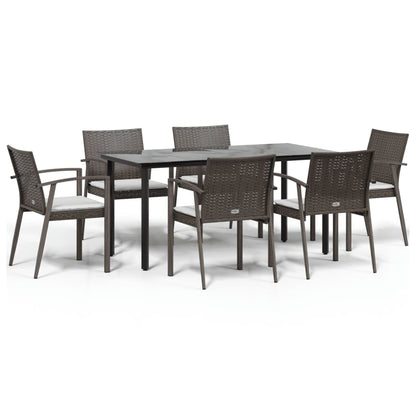 Set Pranzo da Giardino 7 pz con Cuscini in Polyrattan e Acciaio - homemem39