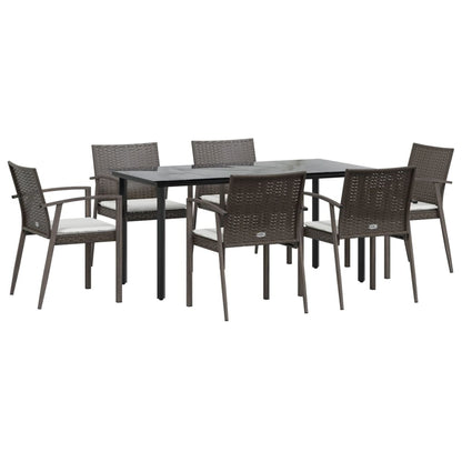Set Pranzo da Giardino 7 pz con Cuscini in Polyrattan e Acciaio - homemem39