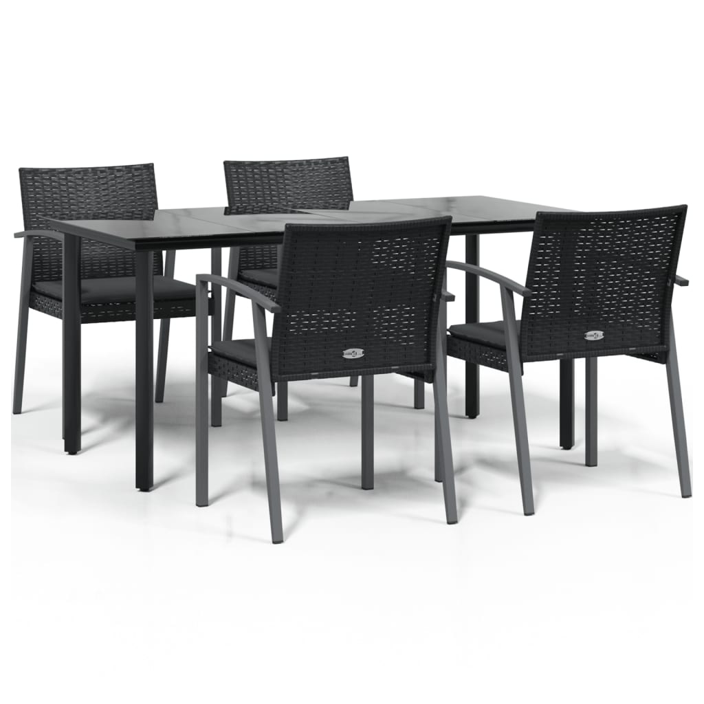 Set Pranzo da Giardino 5pz con Cuscini in Polyrattan e Acciaio - homemem39