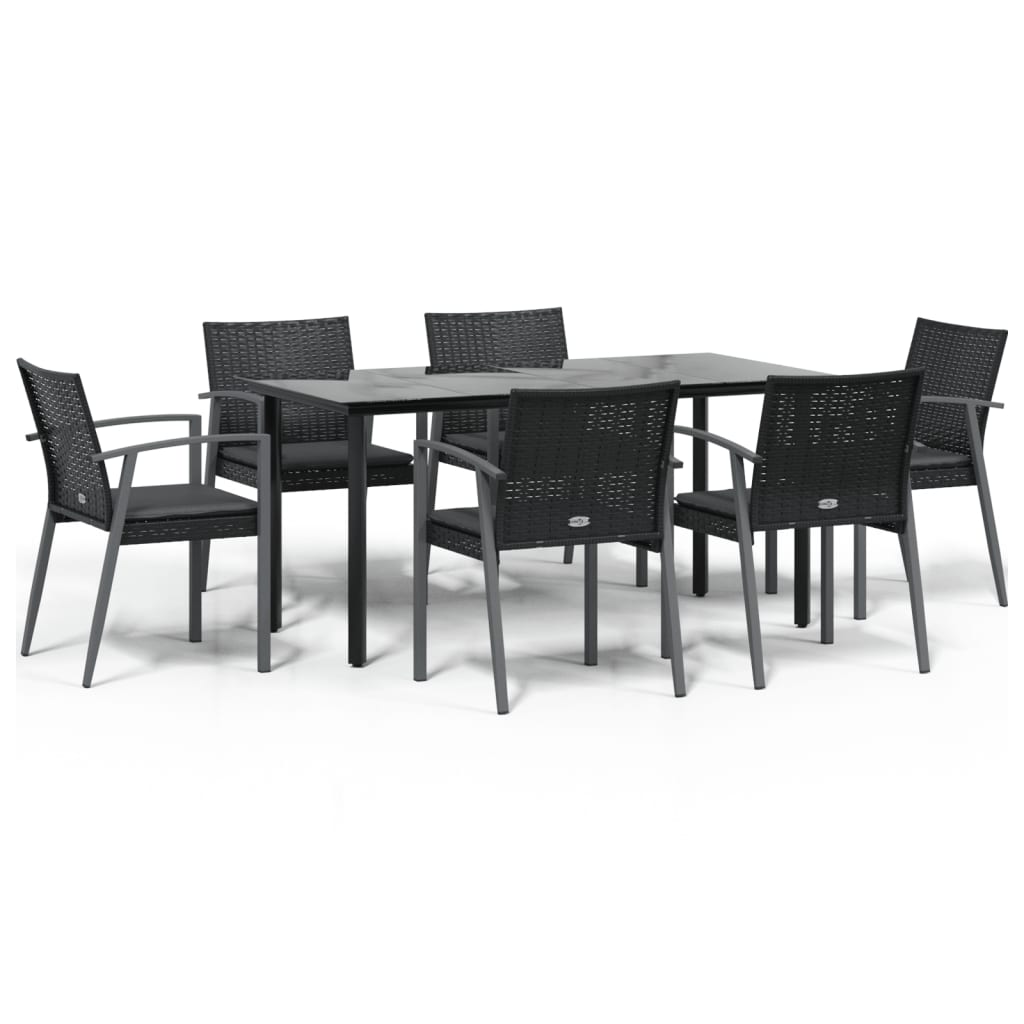 Set Pranzo da Giardino 7 pz con Cuscini in Polyrattan e Acciaio - homemem39