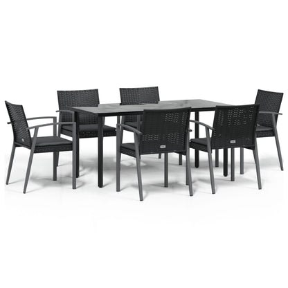Set Pranzo da Giardino 7 pz con Cuscini in Polyrattan e Acciaio - homemem39