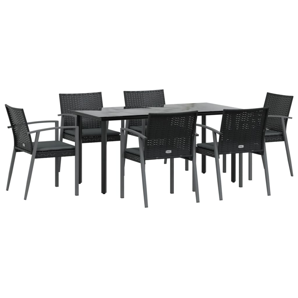 Set Pranzo da Giardino 7 pz con Cuscini in Polyrattan e Acciaio - homemem39