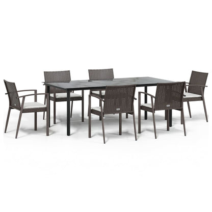 Set Pranzo da Giardino 7 pz con Cuscini in Polyrattan e Acciaio - homemem39