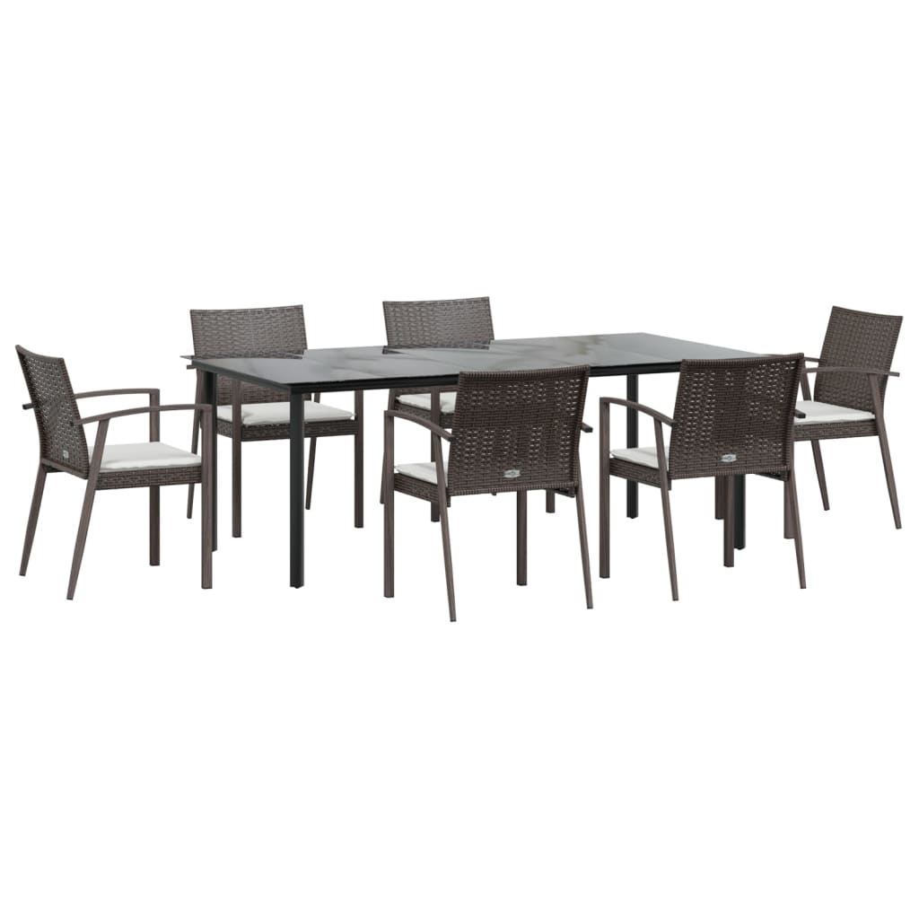Set Pranzo da Giardino 7 pz con Cuscini in Polyrattan e Acciaio - homemem39