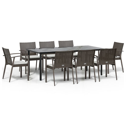 Set Pranzo da Giardino 9 pz con Cuscini in Polyrattan e Acciaio | homemem39