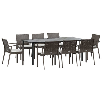 Set Pranzo da Giardino 9 pz con Cuscini in Polyrattan e Acciaio | homemem39