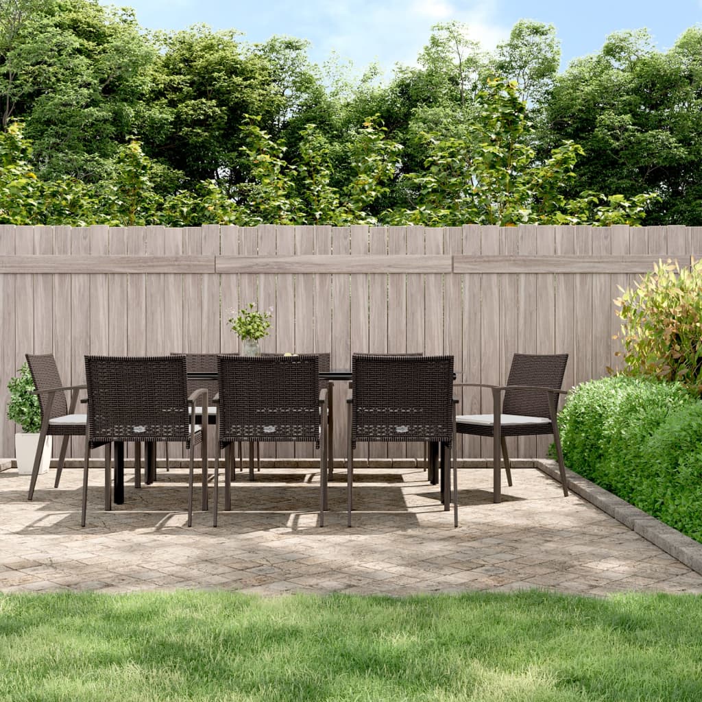 Set Pranzo da Giardino 9 pz con Cuscini in Polyrattan e Acciaio | homemem39
