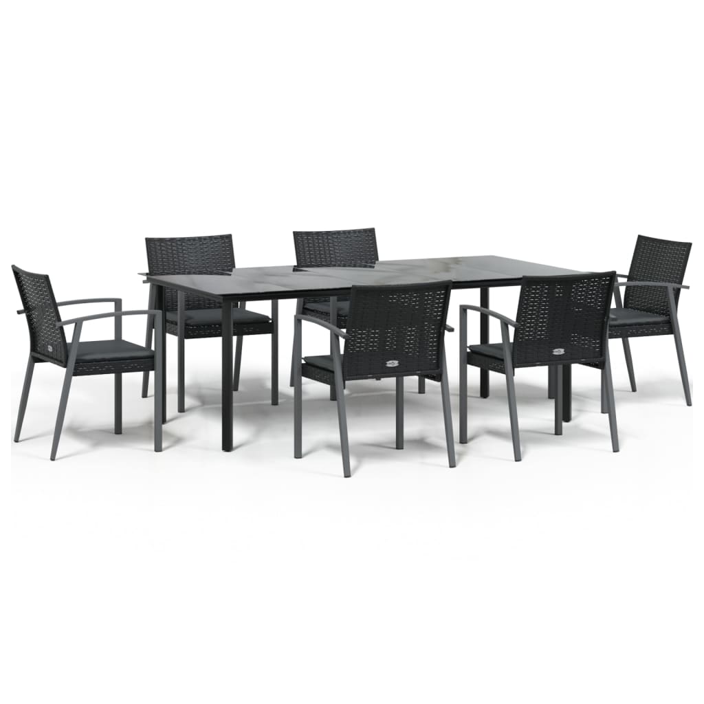 Set Pranzo da Giardino 7 pz con Cuscini in Polyrattan e Acciaio - homemem39