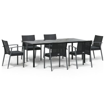 Set Pranzo da Giardino 7 pz con Cuscini in Polyrattan e Acciaio - homemem39