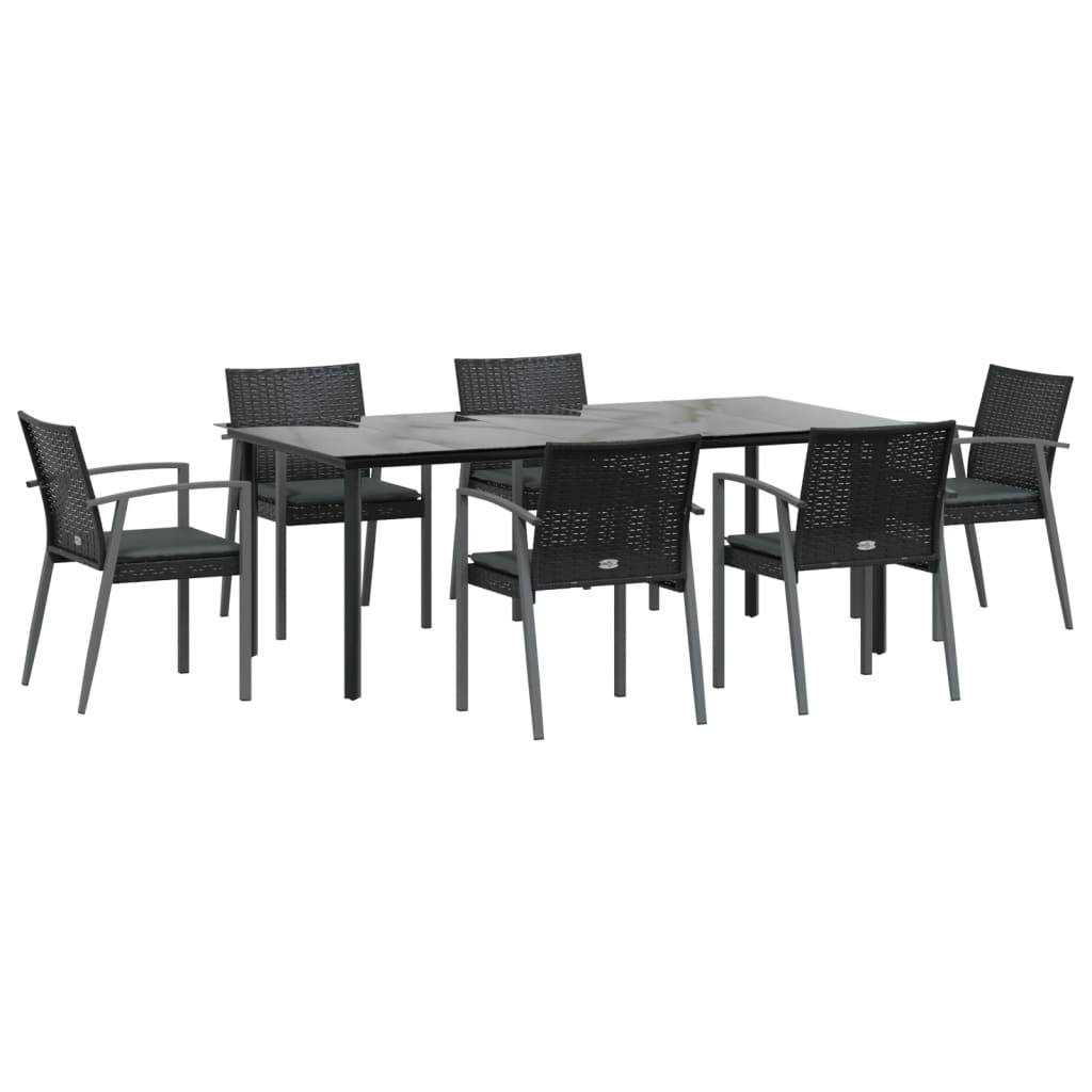 Set Pranzo da Giardino 7 pz con Cuscini in Polyrattan e Acciaio - homemem39