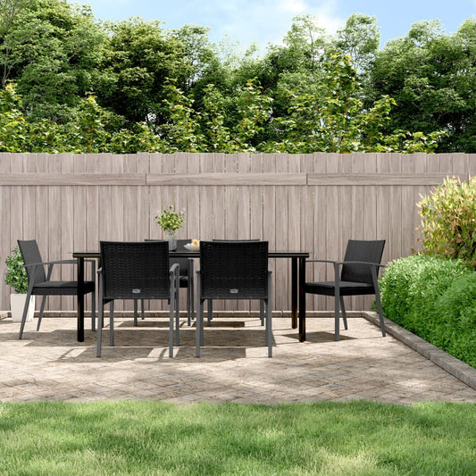 Set Pranzo da Giardino 7 pz con Cuscini in Polyrattan e Acciaio - homemem39
